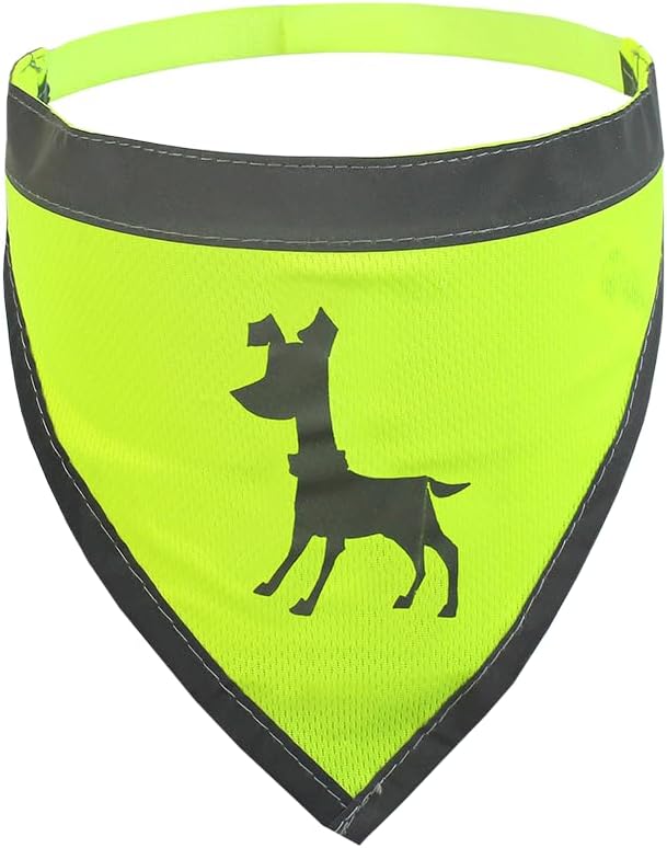 Flexi Alcott Essentials Visibility Dog Bandana, Medium, Neon Yellow with Reflective Accents,APL ES MD BA