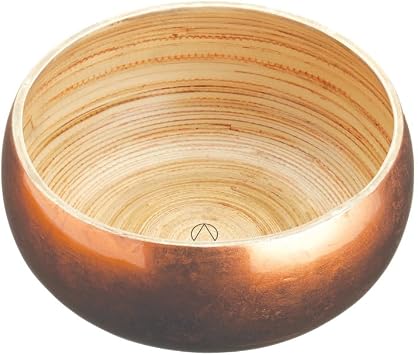 Artesa Artesa Copper Lacquered Pressed Bamboo Small Serving Bowl, 17 cm 612 Inch, Gold