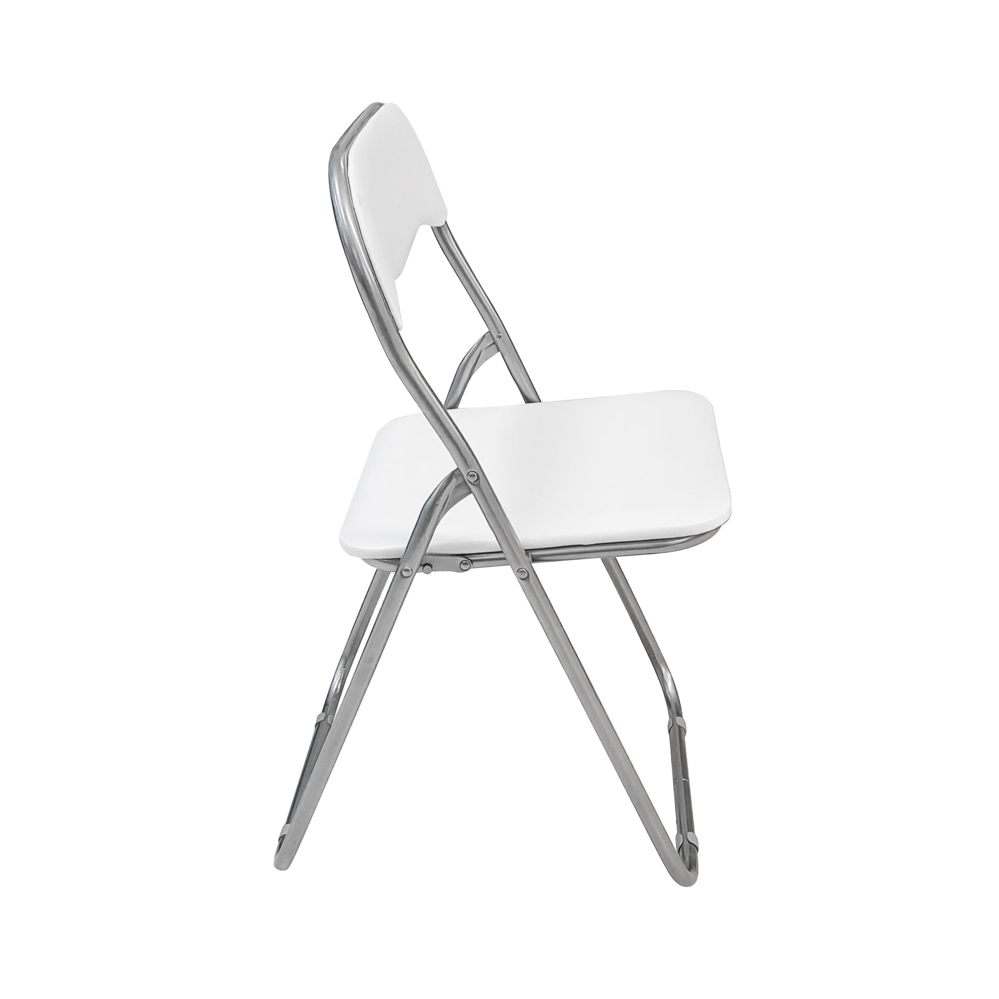 Bissolo Casa - Sedia pieghevole Bianca in metallo e PVC, Seduta salvaspazio, Sedia per riunione, cm 43x47 H.79,5
