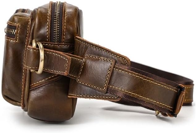 Brown Genuine Leather Crossbody Bag Multi Purpose Waist Men's Casual