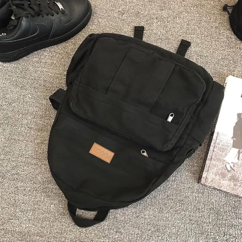 Image of FUOCO Laptop Backpack for Women Men - College School Bag with Bottle Holder for Boys Girls- Stylish Canvas Travel Backpacker for Students Office Casual Use