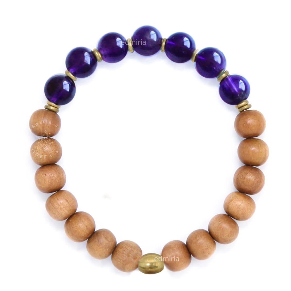Sandalwood and Gemstone Bracelet - 8mm Chandan Round Beads & Chakra Stones Elastic Bracelet for Yoga, Meditation, Astrology, Handmade Stretchable Spiritual Jewelry