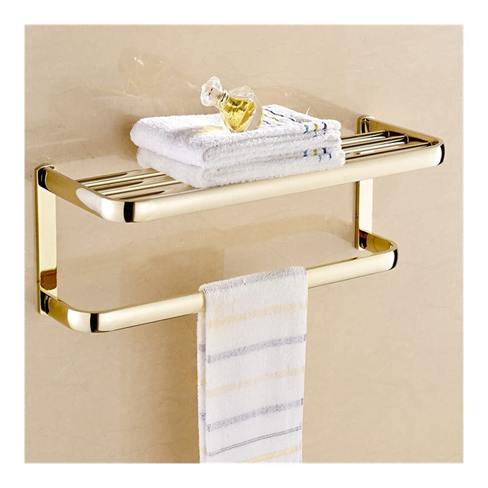 Toallero de baño de cobre dorado de 60cm con acabado premium para pared de aseo elegante