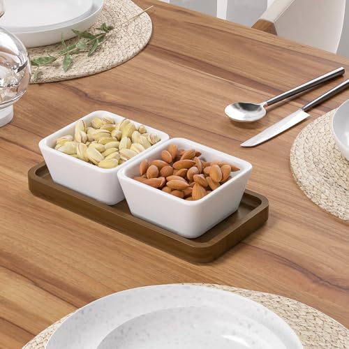 Image of Weenson Small Bathroom Vanity Tray for Countertop Makeup Perfume Jewelry Decor Candle Keys, Bamboo Kitchen Tray for Soap Dispenser Spice, Small Toilet Tray for Sink 7.9 inch L x 4 inch W x 0.79 inch H Brown