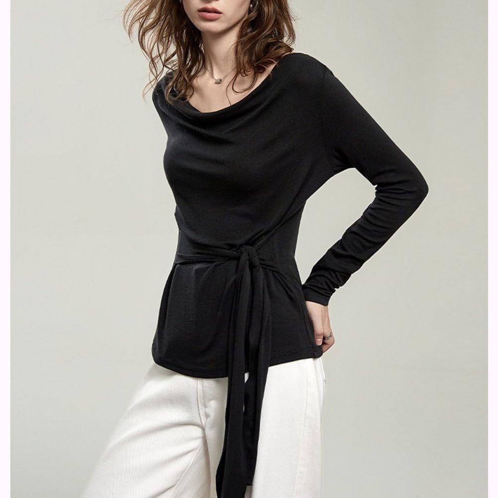Hauts Basiques Sexy Pour Femmes À Épaules Dénudées Couleur Unie À Lacets Tenues Mode Y2K Automne