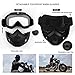Motorcycle Helmet Riding Goggles Glasses with Removable Face Mask Detachable Fog-Proof Warm Goggles Mouth Filter Adjustable Non-Slip Strap Vintage Bullet Fight Motocross (White)