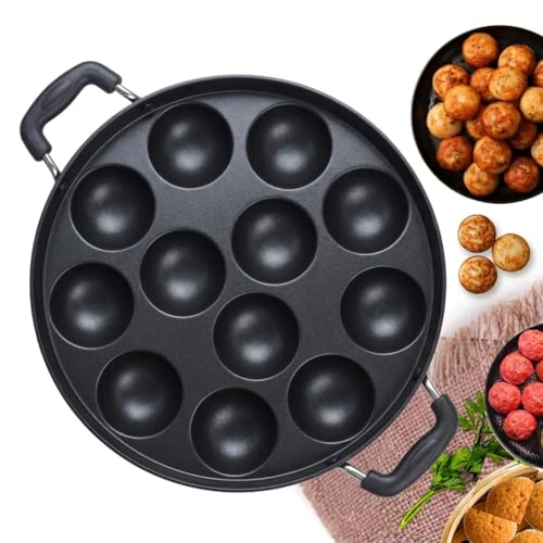 Image of Non-Stick Appam Maker & Paniyaram Pan, 12 Cavity Appam Patra with Stainless Steel Lid, Multi-Purpose Appe Pan for Home Kitchen