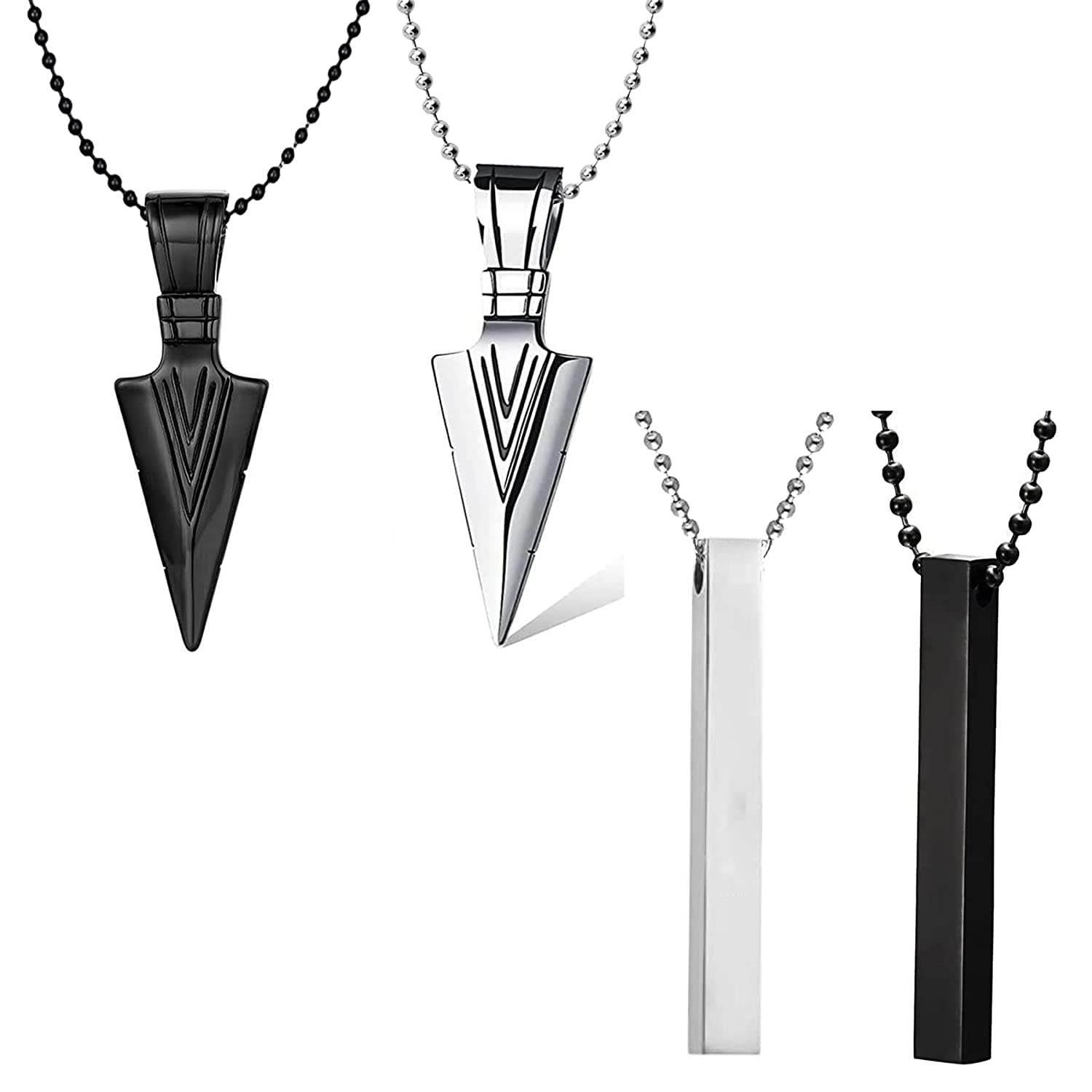 Soni Jewellery Mens Fashion Jewellery Combo Pack of 4 Stainless Steel Solid Black and Silver Plating Stylish Pendants With Chain For Boys and Men PD1000876 (B0C3B9RVKS) Amazon Price History, Amazon Price Tracker