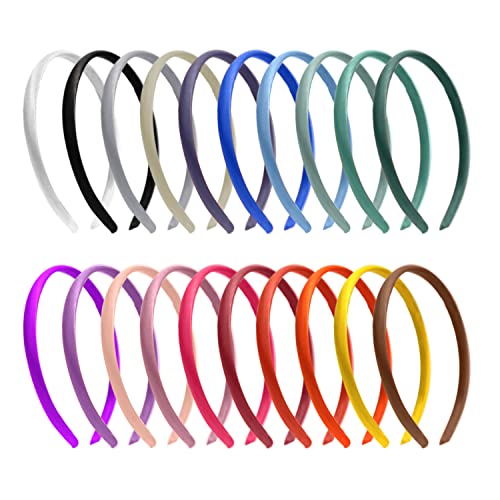 TIMJJG 20 diademas de satén para la cabeza de tela de color caramelo, cintas para la cabeza engrosadas, materiales de diadema para el cabello, adecuadas para fiestas alegres, actuaciones (20 colores)