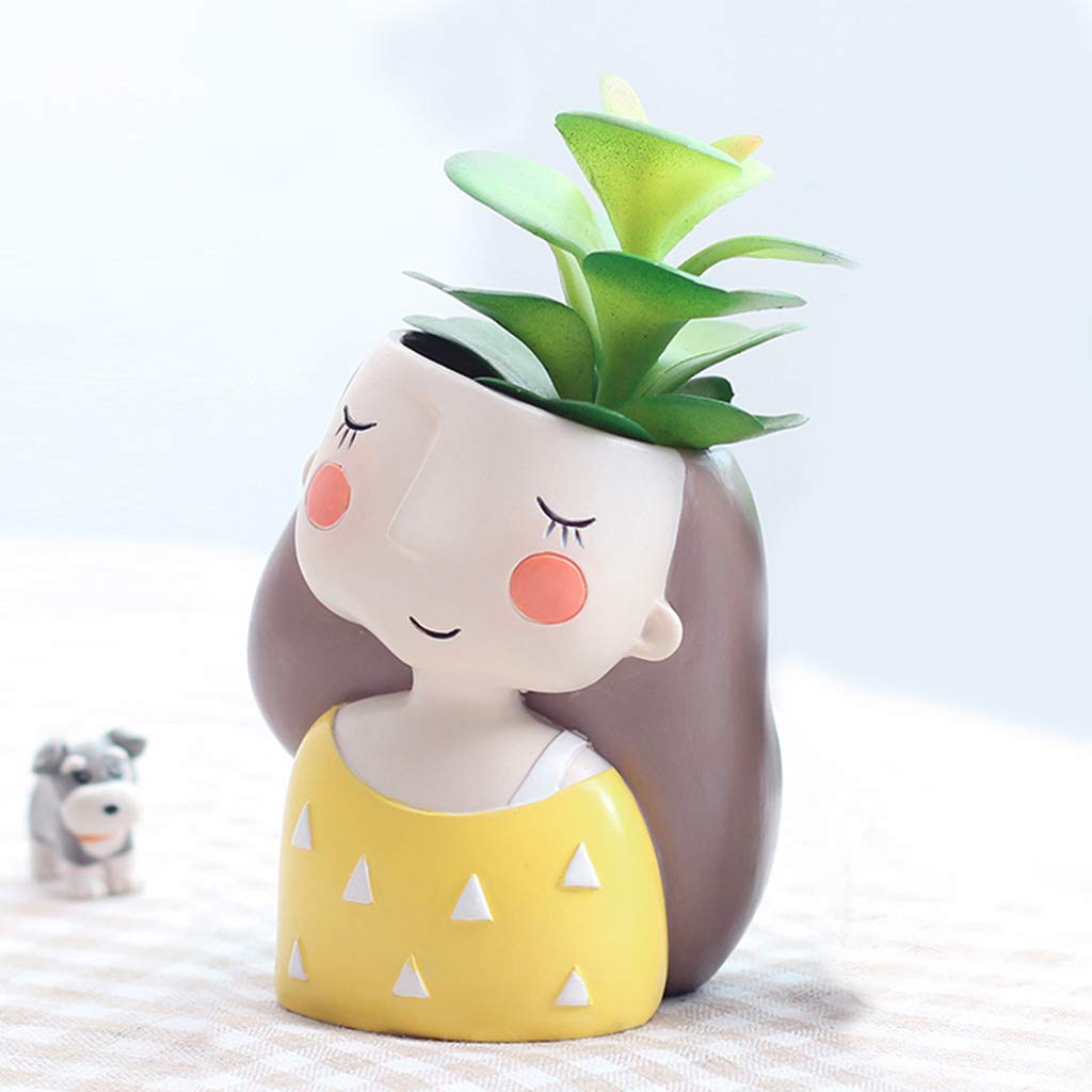 myBageecha Relaxing Girl Resin Succulent Pot-image-13