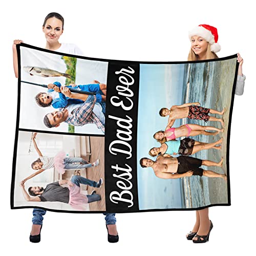 Image of inkArts Custom Blanket with Photo, Personalized Blanket, Customized Photo Blankets, Customizable Picture Blankets, Personalized Fathers Day Blanket Gifts for Dad Baby Kid Family