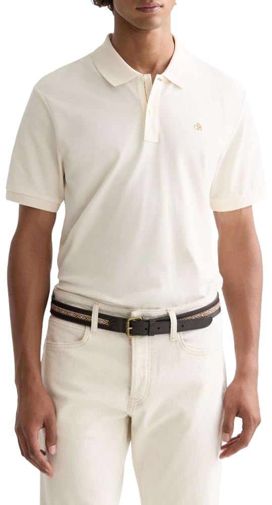 Scotch & Soda Men's Logo Polo Shirt, Eggnog, L