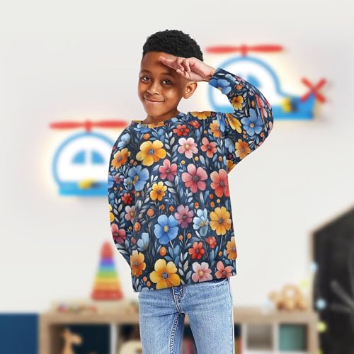 JUNZAN Funny Flowers Rustic Big Girls Hoodie Sweatshirt Fleece Hoodie for Boys Athletic 4T4