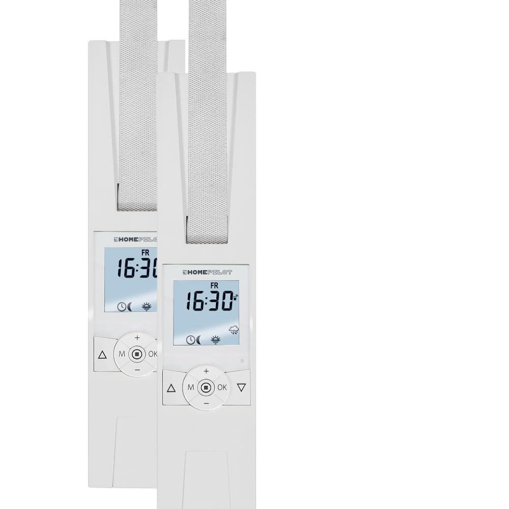 Home Pilot Set di 2 tapparelle RolloTron Premium Smart Power, avvolgicavo + pulsante da parete intelligente per telecomando dell'avvolgitore elettrico