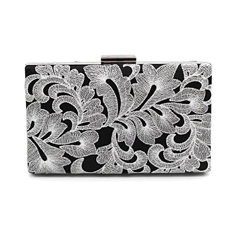 kingluck satin embroider Wedding/Special Occasion Clutches/Evening Handbags with Pearls in silver color Cover
