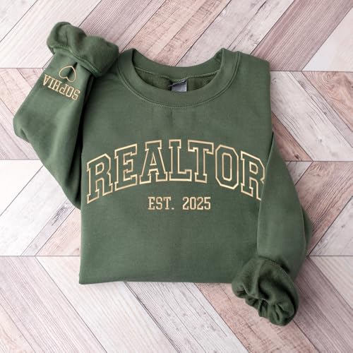 UrbanNEST Custom Realtor Embroidered Sweatshirt – Personalized Real Estate Agent Crewneck With Name, Realtor Gift Apparel, Embroidered Real Estate Shirts for Women & Men4