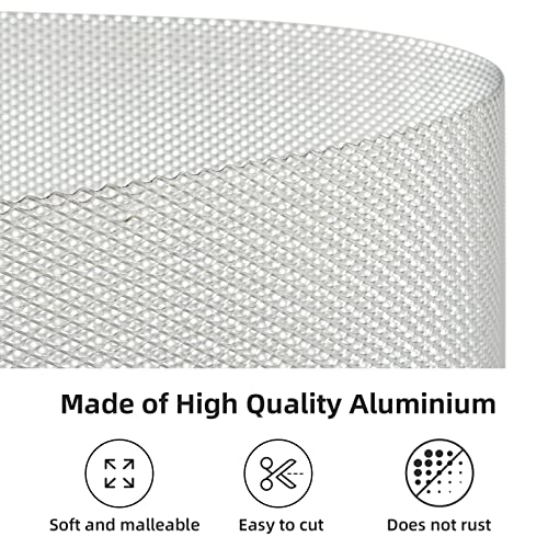 Image of AggAuto 47x16 inches Car Pickup Truck Grill Mesh Spoiler Bumper Vent Aluminum Alloy Automotive Grille Insert Air Intake Racing Rhombic Hole 4x8mm Silver