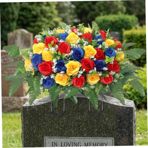 Flores para lápida decoración floral cementerio tumbas arreglo exterior 25x14 pulgadas resistente 6