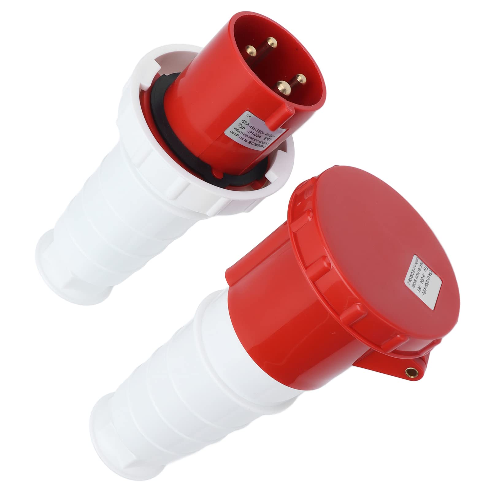 Prise de Courant Industrielle étanche IP67, 3 Phases, 4 Broches, Robuste, Connecteur d'alimentation 380V 415V 63A 3P + E pour Usage Commercial
