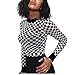 Produktbild Longra Damen Sommer Bluse Elegant Bluse Kariertes Hemd Slim Fit Freizeit Schwarze und Weiße Kariertes Bluse Damen Mode Langarmshirt OL Business Blusenshirt Party Oberteil (Black, M)