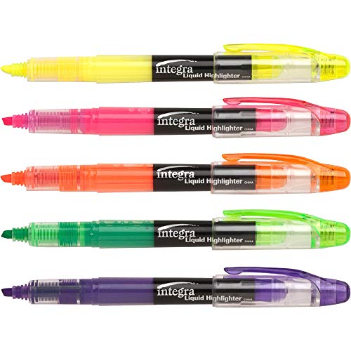 Integra Liquid Ink Highlighter, Chisel Tip, 5/Set, Assorted (Ita30000) #TOP2