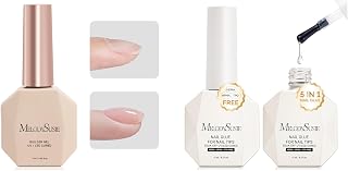MelodySusie Clear Builder Nail Base Gel for Nails Thickening 3Free 5 in 1 Nail Glue Gel for False Nail Tips