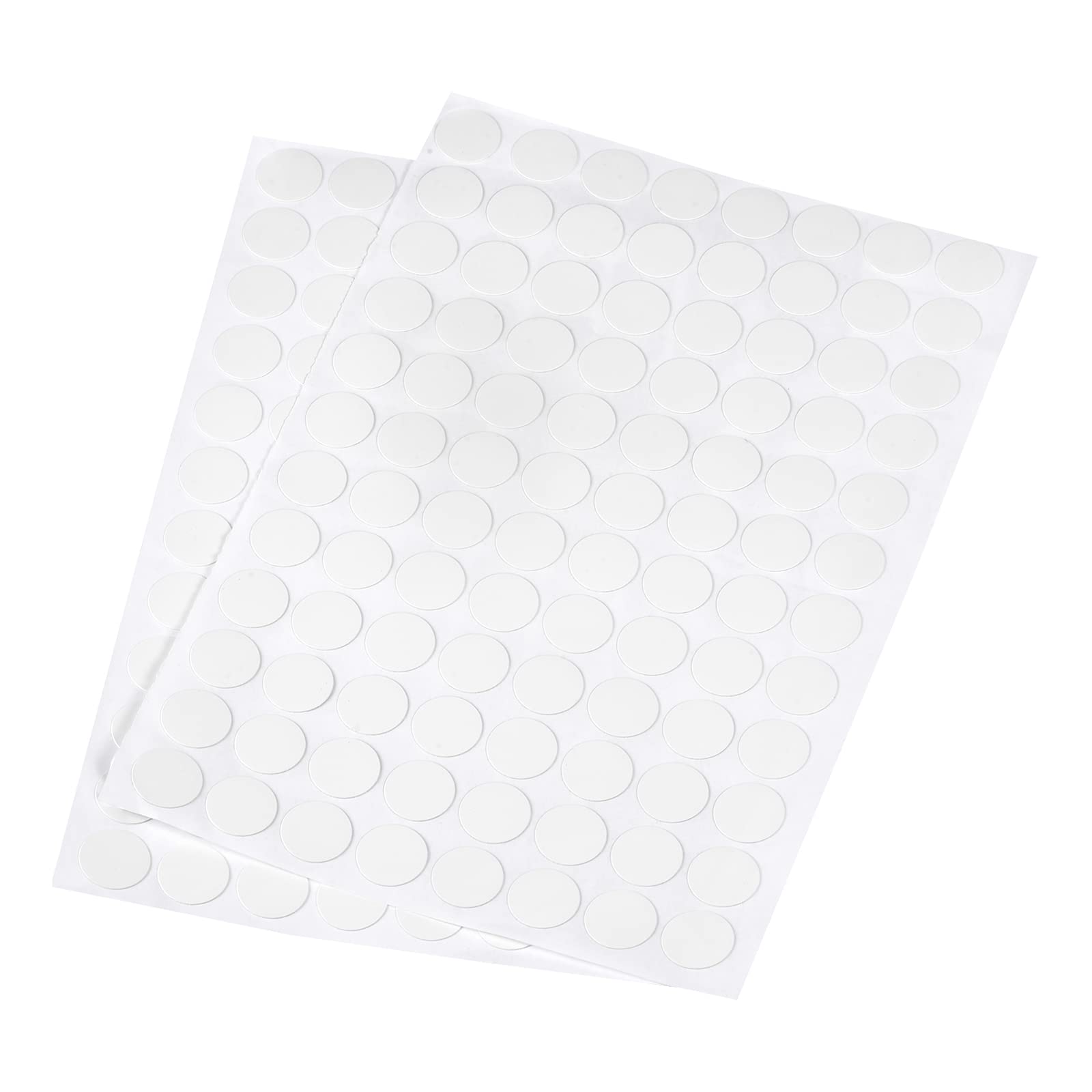 sourcing map Screw Hole Cover Stickers, 15mm Dia PVC Self Adhesive Covers Caps for Wood Furniture Cabinet Shelf Wardrobe, White 2 Sheet/192pcs