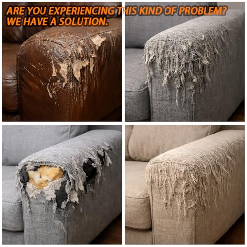 Image of FTSTC 10 Pieces Cat Scratch Protection, Self-Adhesive Scratch Protector with 40 Screws Scratching Mat for Cats, Protective for Sofa, Table and Chair Legs