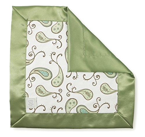 SwaddleDesigns Baby Lovie, Small Security Blanket, Paisley with Satin Trim, Kiwi