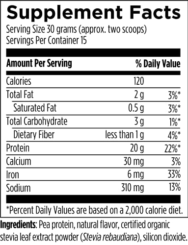 Designs for Health PurePea - 20g Vegan Pea Protein, Non-GMO Natural Drink Mix Powder Supplement, Vanilla (15 Servings / 450g) - Image 5