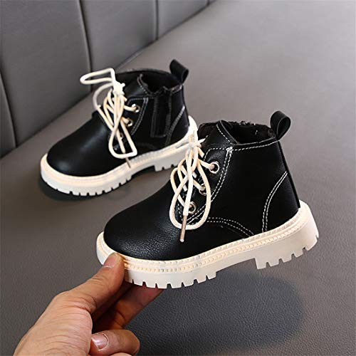 Kids Unisex Girl's Boy's Candy Colors Mid-Tube Boots Lace-Up Sport Bootie Non-Slip Martin Boots (Black, Age:2-2.5Years) #TOP2