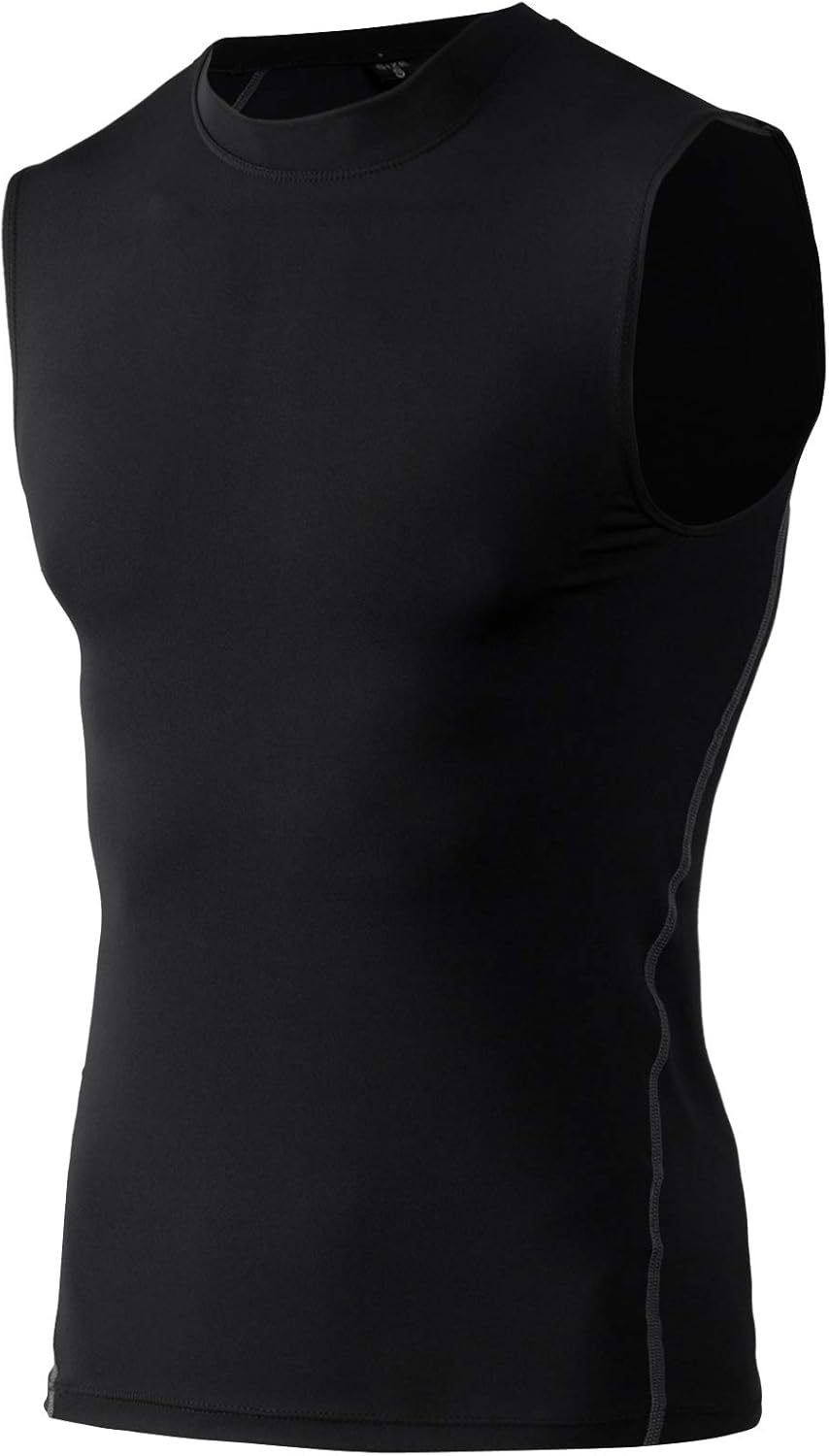 DZRZVD Mens 3 Pack Compression Quick Dry Fit Sleeveless Tank Tops Undershirts Small 3 Packs Black