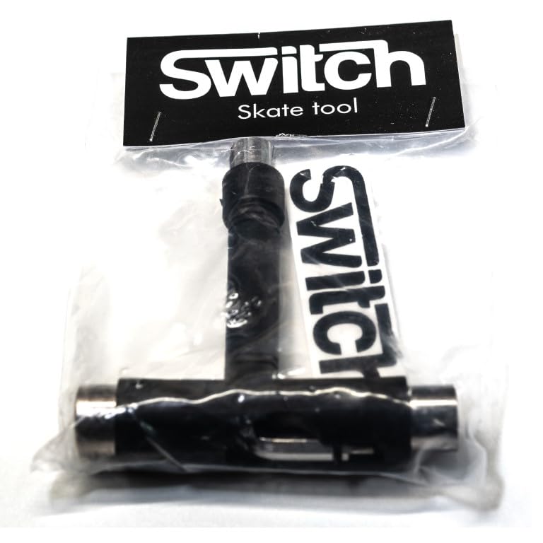 Switch Narzędzie wielofunkcyjne do deskorolek, wielofunkcyjne, przenośne, deskorolkowe, longboard, akcesoria z kluczem typu T i śrubokrętem typu L - czarne