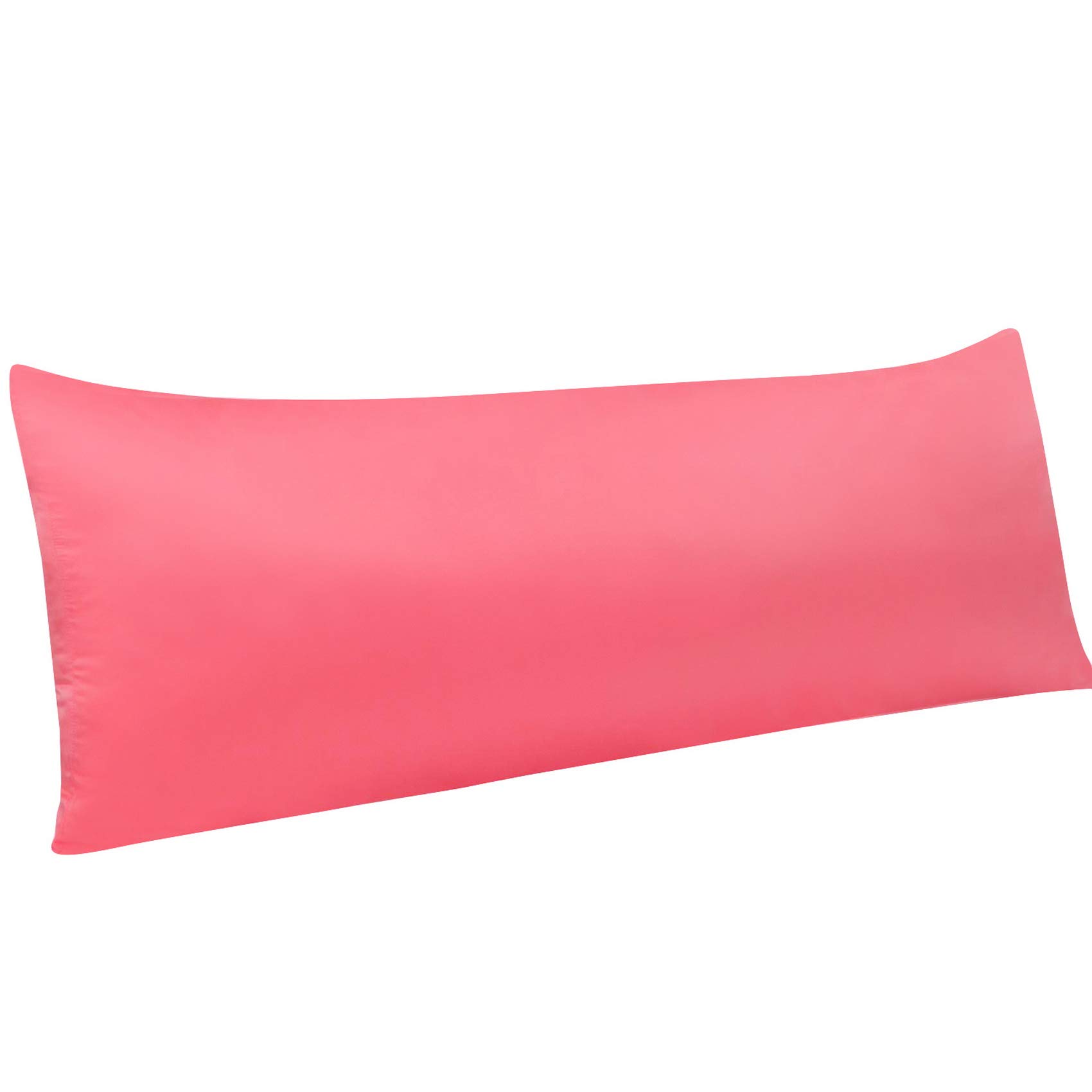 NTBAY Zippered Satin Body Pillow Pillowcase, Silky Slip Cooling Body Pillow Cover, Long Side Hidden Zipper, 20x54 Inches, Coral Pink — image 1