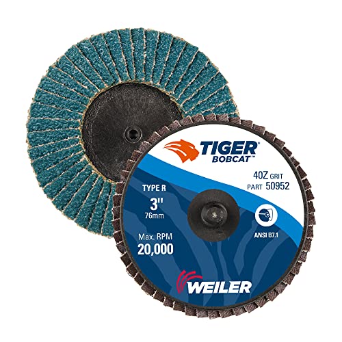 Image of Weiler 50952 3 inch Bobcat Mini Abrasive Flap Disc, Conical (TY29), Type R Mount, 40Z (Pack of 10)