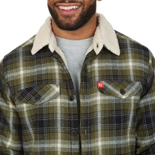 The American Outdoorsman Flannel Shirt Jacket with Sherpa Fleece Lining & Faux Sheepskin Collar - Winter Flannel Jacket2