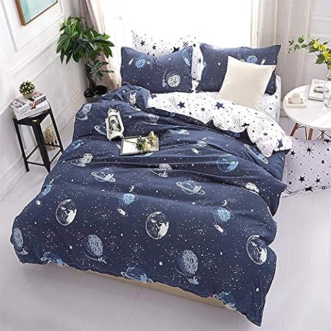 JQWUPUP Galaxy Planet Duvet Cover Set Single, 3Pcs Bedding Quilt Cover Set with Pillowcases for Teens Kids Boys Girls, Durable Microfiber (Single, Universe) Cover