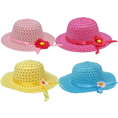 Lowest Price! 4 Girl Tea Party Hats Girls Straw Hat for Kids Costume Easter Princess Toddler Childre...