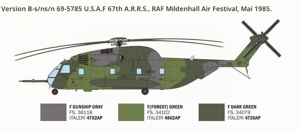 Italeri 91035 1:72 US HH-53C Jolly Green Giant - Modellbau, Bausatz, Standmodellbau, Basteln, Hobby, Kleben, Plastikbausatz, detailgetreu, Militär Bausatz, Molded Color