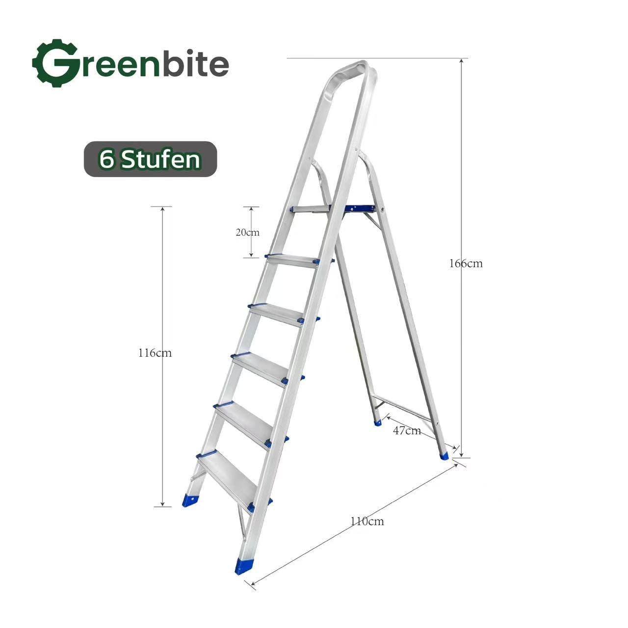 Aluminium Stehleiter 3-7 Stufen – Klapptritt aus Alu, rutschfeste breite Stufen, 150 kg Belastbarkeit, Stabiler Sicherheitsbügel, kompakt faltbar (nomal, 4 Stufen - 78cm)