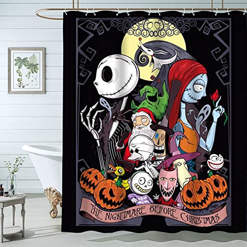 Dds-Dudes 4Pcs Nightmare Before Christmas Zombie Bride Jack Shower Curtain Sets Kids Bathroom Halloween Christmas Decor With 12 Curtain Hooks For Bathroom, Waterproof 71 X 71 Inch D00047 #TOP1