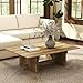 CIMOTA Farmhouse Coffee Table for Living Room, 48 Inch Wood Rectangle Center Table with Geometric Solid Base, Modern Low Cocktail Table, Rustic Natural