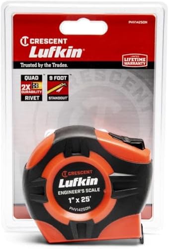Miniatura 3 de Crescent Lufkin 1" x 25' P1000 Series Hi-Viz® Orange Engineer's Yellow Clad A4 Blade Power Return Tape Measure - PHV1425DN