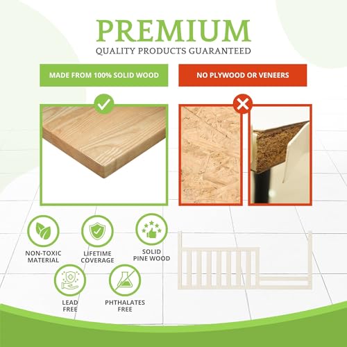Image of Toddler Bed Safety Guard Rail for Oxford Baby, Soho, Ozlo & Avalon Baby Convertible Cribs - Solid Wood Rail for Toddler Bed Conversion - Safety Rails for Children (Heirloom White, Option 1)