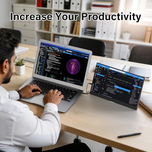Image of MagicRaven Portable Monitor, 15.6 inch 1080P Laptop Screen Extender, Lightweight Dual USB C HDMI Second Computer Gaming Screen with Stand, Travel Monitor for MacBook PS4 /5 Xbox PC Phone