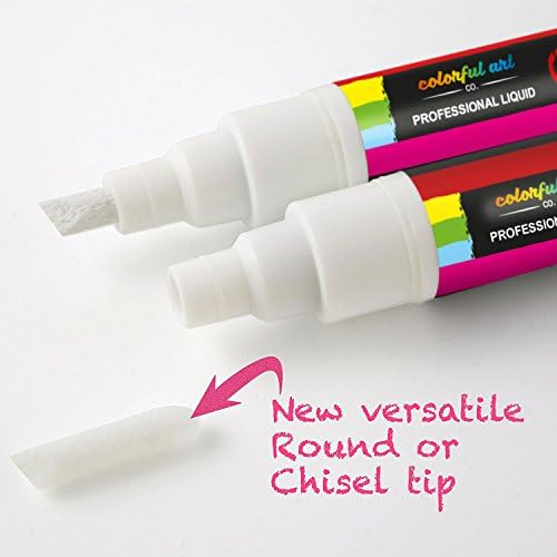 WHITE CHALK MARKER & PENS by FANTASTIC ChalkTastic Reversible Fine & Chisel Tip 6mm 4 Pack - Best for Bistro Menu Board Glass Window Markers kids art ...