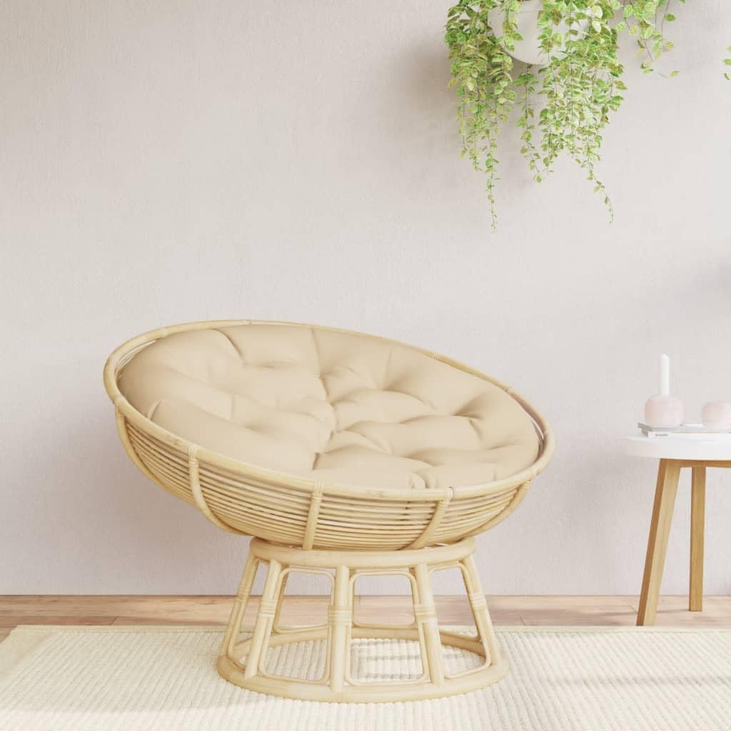 Coussin de siège rond beige 100cm pour le confort de votre salon de jardin extérieur