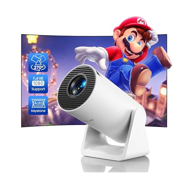 [270°Adjustable Stand] Mini projector with WiFi and Bluetooth, Outdoor Portable Movie Projector 1080P Support, Auto Keystone Home Projector for Phone/TV Stick/Laptop, WiMiUS Latest S27