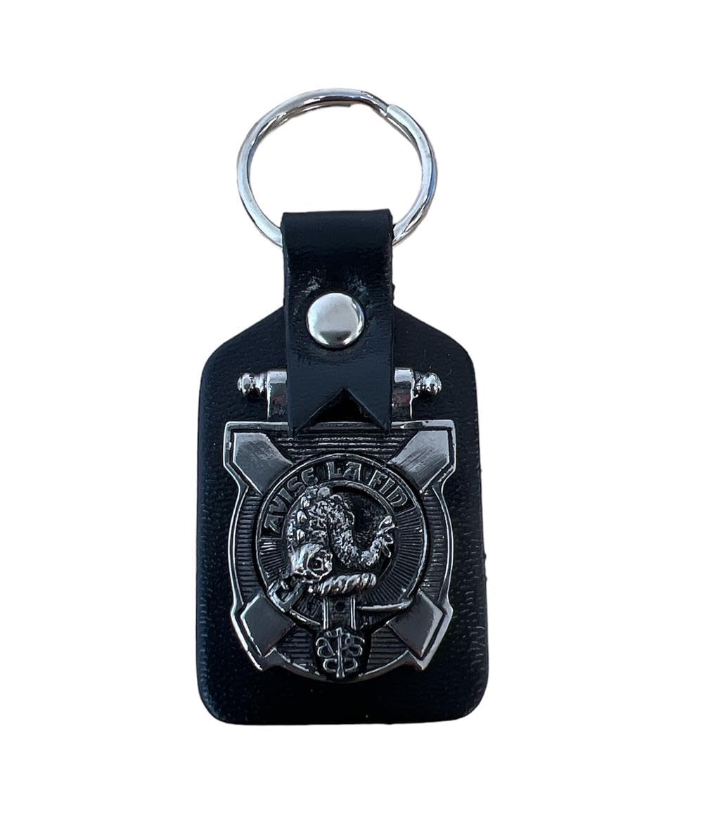 Kilts Wi Hae Kennedy Clan Crest Pewter & Leather Keyring Key Fob