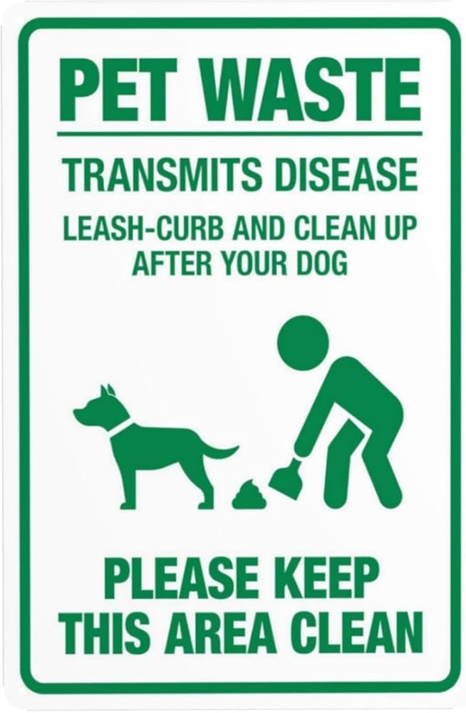 Pet Waste Leash Curb And Clean Up After Your Dog Please Keep This Area Clean Warning Sign Clean Up Dog Poop Security Metal Signs For Business Wall Safety Caution Decor Gift For Women Men 8x12 Inch